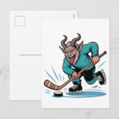 イビル・クランプ遊スのアイスホッケークリスマススポーツ シーズンポストカード (正面/裏面)