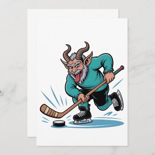イビル・クランプ遊スのアイスホッケークリスマススポーツ ノートカード (正面/裏面)