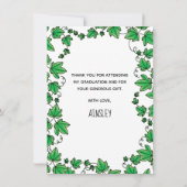 イビー付きの卒業フクロウ サンキューカード (裏面)