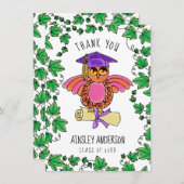 イビー付き卒業フクロウ サンキューカード (正面/裏面)