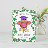 イビー付き卒業フクロウ サンキューカード (スタンド正面)