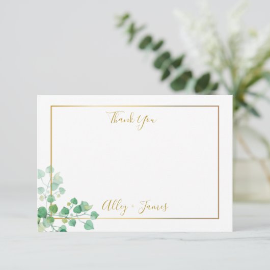 イビー葉とゴールドの縁取りが付いた感謝のカード サンキューカード (スタンド正面)