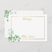 イビー葉とゴールドの縁取りが付いた感謝のカード サンキューカード (正面/裏面)