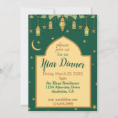 イフタラマダン招待状エレガントグリーン、金ゴールド、ムーン 招待状 (正面)