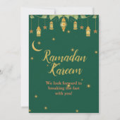 イフタラマダン招待状エレガントグリーン、金ゴールド、ムーン 招待状 (裏面)