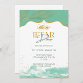 イフタールディナー招待ラマダン水の色の緑 招待状 (正面/裏面)