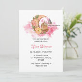 イフタールディナー招待ラマダン水色ピンク 招待状 (スタンド正面)