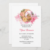 イフタールディナー招待ラマダン水色ピンク 招待状 (正面/裏面)