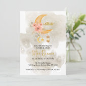 イフタールディナー招待ラマダン白い水色 招待状 (スタンド正面)