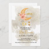 イフタールディナー招待ラマダン白い水色 招待状 (正面/裏面)