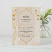 イフタールディナー招待ラマダン金ゴールド大理石 招待状 (スタンド正面)
