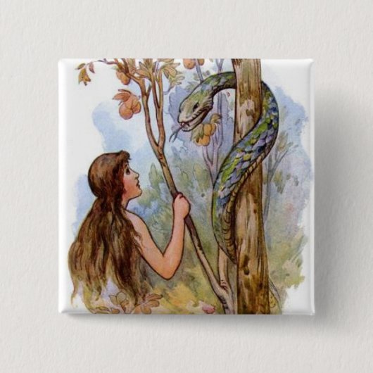 イブおよび蛇 缶バッジ (正面)