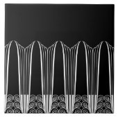 イブのバルコニー、黒の白のアールデコのIronwork タイル (正面)