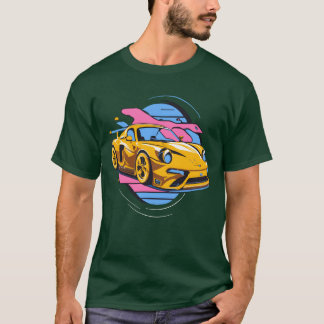 イブの夜の優雅な黄色のスポーツカーの高速度アート Tシャツ