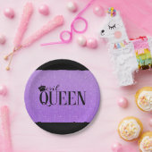 イブクィーンパープルグリッターグラムパーティープレート ペーパープレート (パーティー)