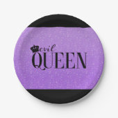 イブクィーンパープルグリッターグラムパーティープレート ペーパープレート (正面)