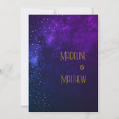 イブニングスカイ アストラル ゴールド スターズ パープル ウェディング 招待状 (裏面)