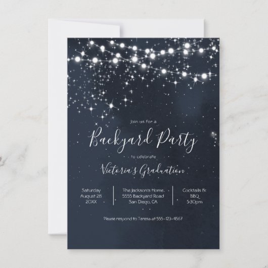 イブニングスカイ イルミネーションの列 バックヤードパーティ 招待状 (正面)