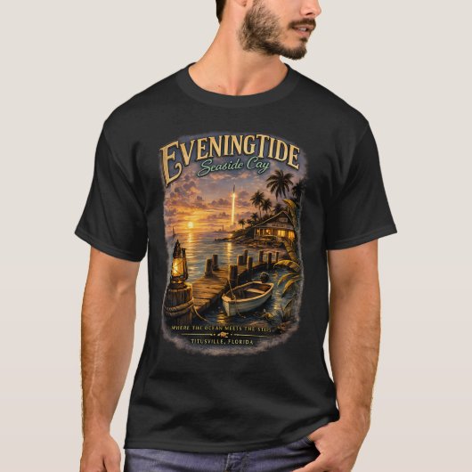 イブニングタイド・シーサイド・ケイ - スペースコーストの夕日 Tシャツ (正面)