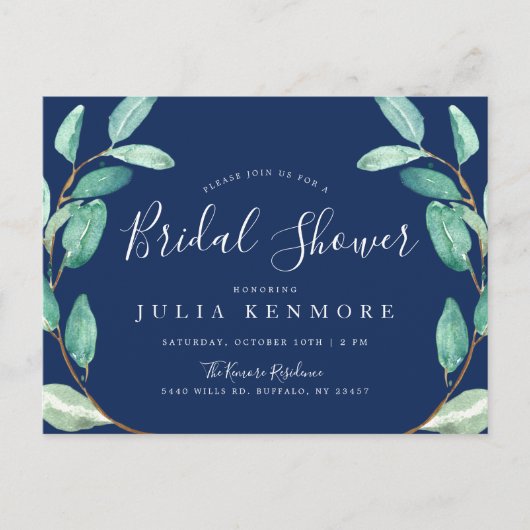 イブニング ボタニカル | ブライダルシャワーの招待状 ポストカード (正面)