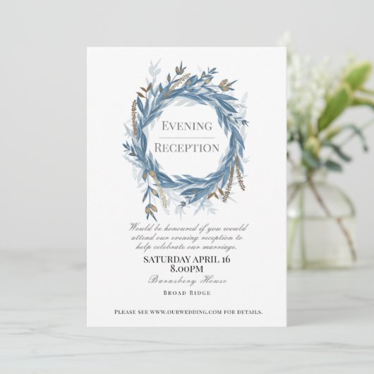 イブニング・レセプション招待状 結婚式、ブルー 招待状 (スタンド正面)