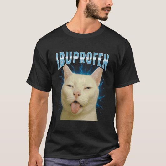 イブプロフェン 楽しい猫 海賊版 Tシャツ (正面)