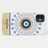 イブライトアイ金ゴールドとブルースタイリッシュマンダラデザイン Case-Mate iPhoneケース (裏面(横))