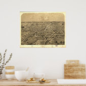 イプシランティミシガン1868アンティークパノラママップ ポスター (キッチン)