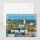イプシランティ ミシガン 空中からの都市ビュー ポストカード (正面/裏面)