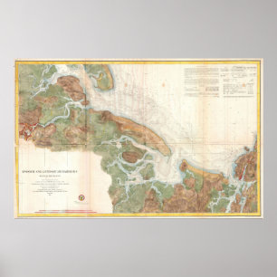 イプスウィッチおよびAnnisquam港(1857年)のヴィンテージの地図 ポスター