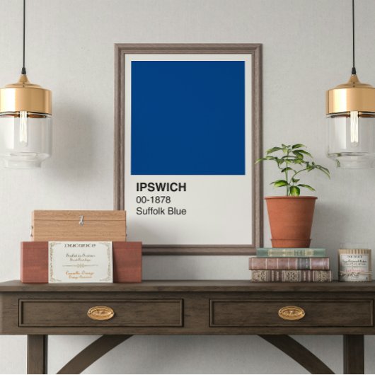 イプスウィッチサフォークブルー縁ど – 白 ポスター