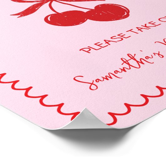 イプネスお願い1つのさくらんぼボウブライダルシャワー ポスター (角)