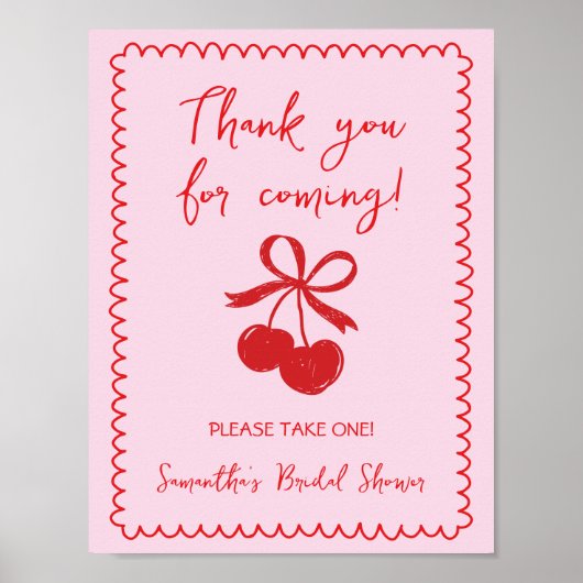 イプネスお願い1つのさくらんぼボウブライダルシャワー ポスター (正面)