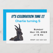 イベックスヤギ動物アート子供の誕生日 招待状 (正面/裏面)