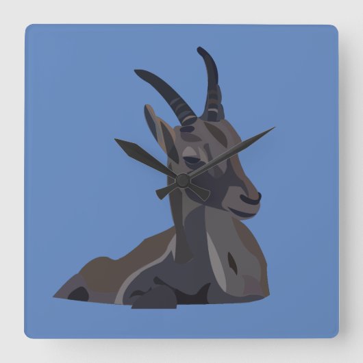 イベックス動物ヤギ スクエア壁時計 (正面)