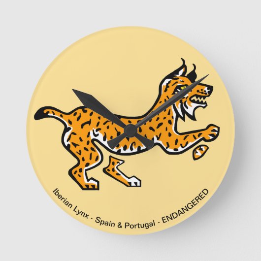 イベリアン・リンクス – ラウンド壁時計 (正面)