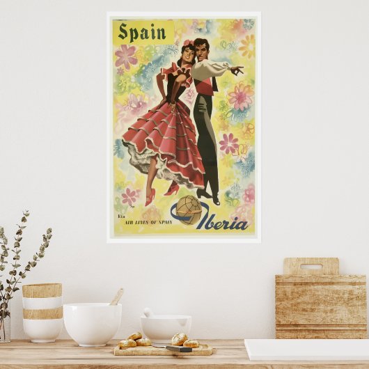 イベリア航空スペインヴィンテージ旅行ポスター ポスター (キッチン)