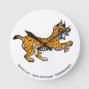 イベリクールアンLYNX – 絶滅危惧動物 –  ラウンド壁時計