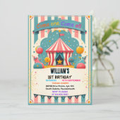イベントかわいいキッズカーニバルサーカスショー1st誕生日 招待状 (スタンド正面)