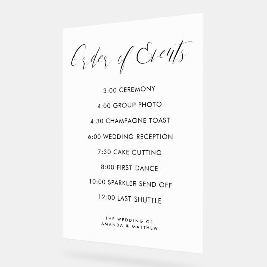 イベントのタイムラ結婚インの書道順 アクリルサイン (傾斜)