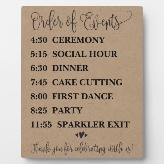 イベントの結婚計画記号の順序 フォトプラーク (正面)