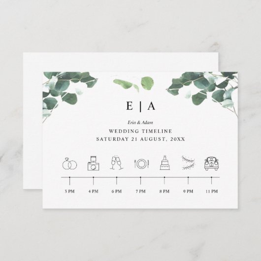 イベントの順序タイムラ結婚インの緑 エンクロージャーカード (正面/裏面)