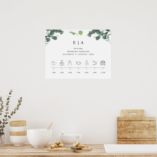 イベントの順序タイムラ結婚インの緑 ポスター (キッチン)