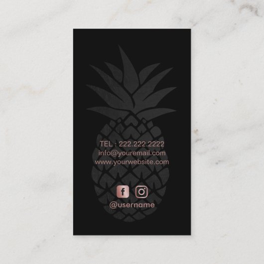 イベントの食料調達のモダンのばら色の金ゴールドのパイナップル 名刺 (裏面)