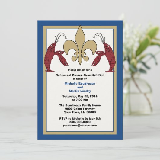 イベントのCrawfishの沸騰を結婚する青い金ゴールド 招待状 (スタンド正面)