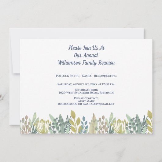 イベントを集める花の家族会 招待状 (裏面)