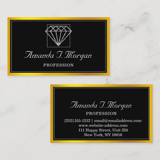 イベントウェディングプランナーダイヤモンド金ゴールドフレームVIP 名刺 (正面/裏面)