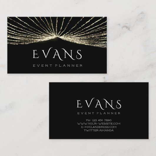 イベントウェディングプランナーブラック金ゴールドライト発光 名刺 (正面/裏面)