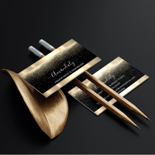 イベントウェディングプランナーメイクアップアーティストブラック金ゴールドVIP 名刺