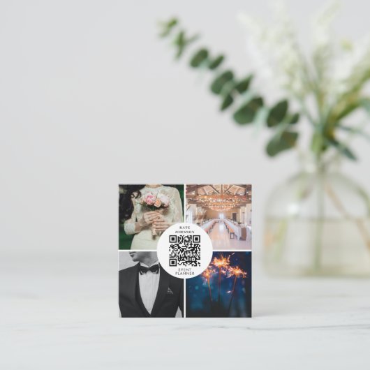 イベントウェディングプランナー写真QRコードソーシャルメディア スクエア名刺 (スタンド正面)